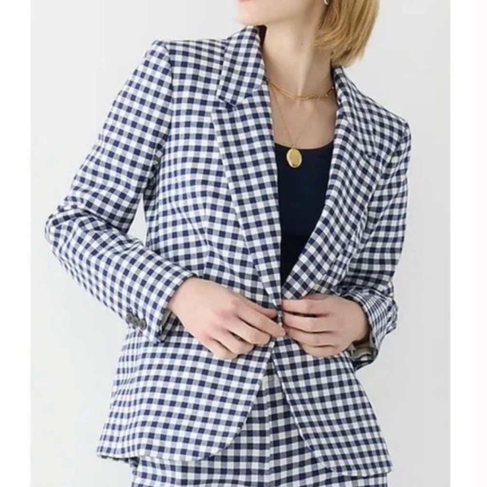 J. Crew Navy Gingham Women's Blazer
